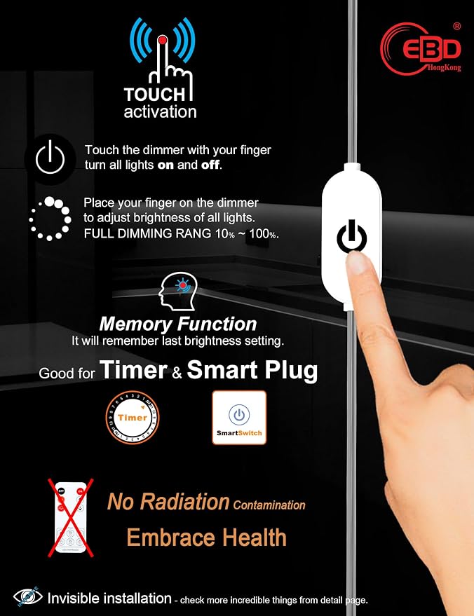EBD Under Cabinet Lighting Plug in or Hardwired, No Messy Wires Built-in - Image 3