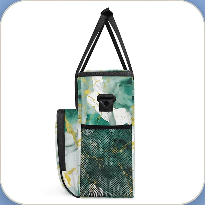 Green Gold Marble Coffee Maker Carring Bag, Large Insulated Storage Organizer - Image 4