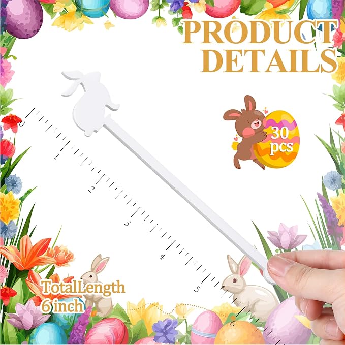 30 Pcs Easter Drink Stirrers Easter Stir Sticks Coffee Stirrers Acrylic Swizzle - Image 2