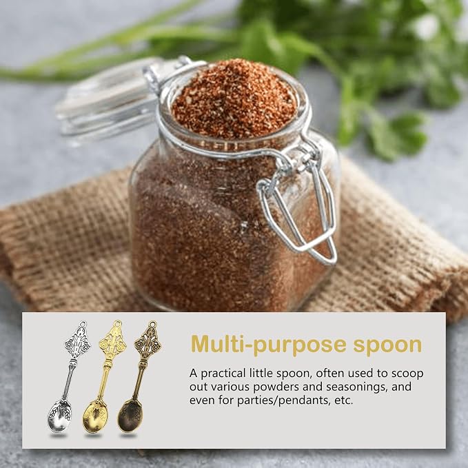 12 Pack Mini Spoons Charms 2.4" Metal Small Medicine Spoons - Image 5