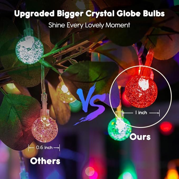 Minetom Crystal Globe String Lights Battery Operated - 33 ft 60 LED Globe Fairy - Image 4