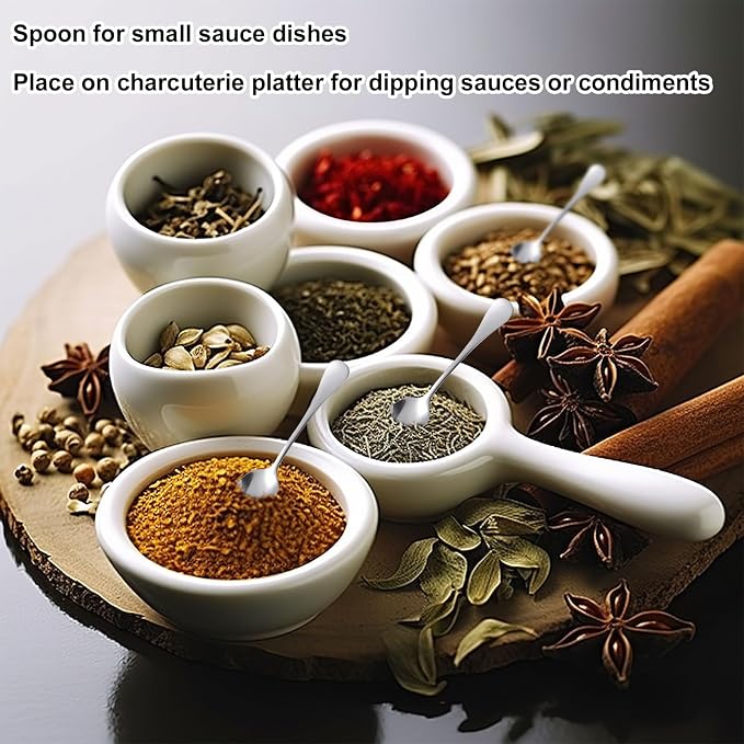 8pcs Stainless Steel Tiny Seasoning Spoons, 3.54in Small Condiment Scoop - Image 6