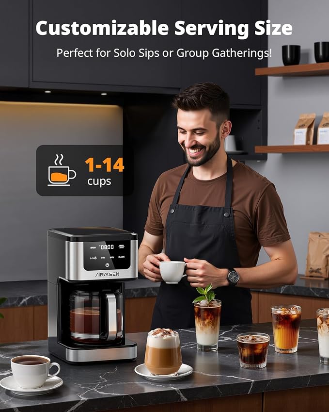AIRMSEN 14-Cup Programmable Drip Coffee Maker – 1000W Fast Brewing Coffee - Image 3