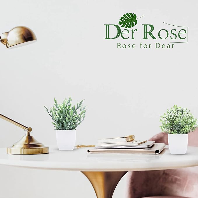 Der Rose 2 Pack Small Fake Plants Artificial Greenery Eucalyptus Plants in Pots - Image 6