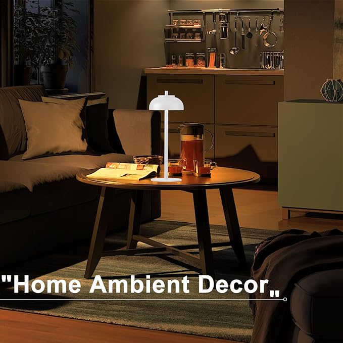 White Table Lamp Set of 2 Rechargeable, Table Lights Battery Operated-IP65 - Image 3