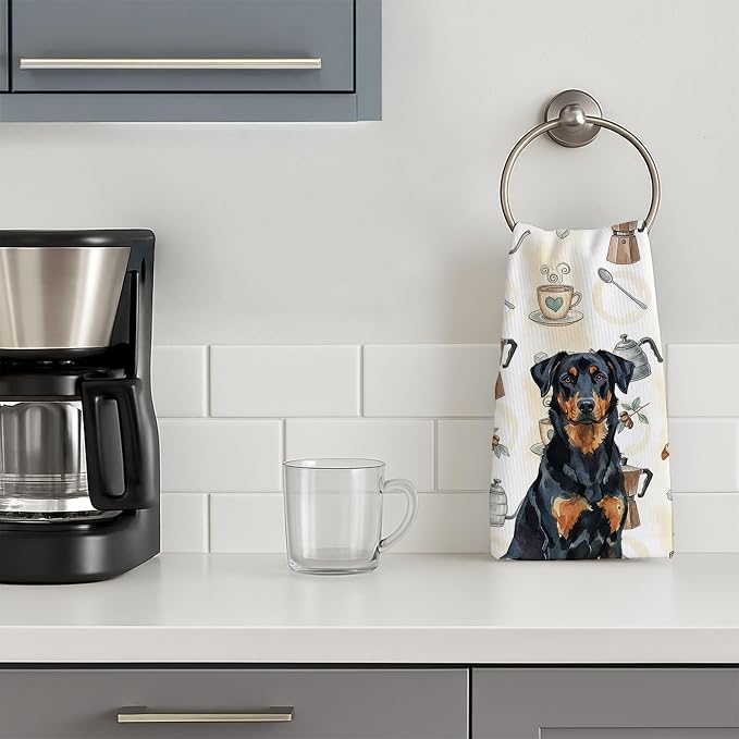 Caroline's Treasures Beauceron Coffee Bar Kitchen Towel Velour Plush Front and - Image 3