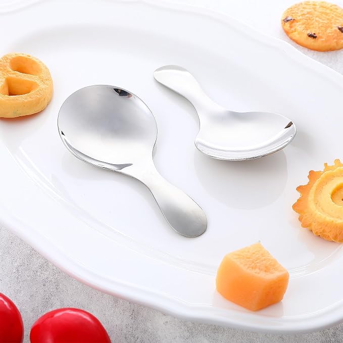 7 PCS Silver Short Handle Spoons Scoops Stainless Spoons Mini Scoops - Image 7