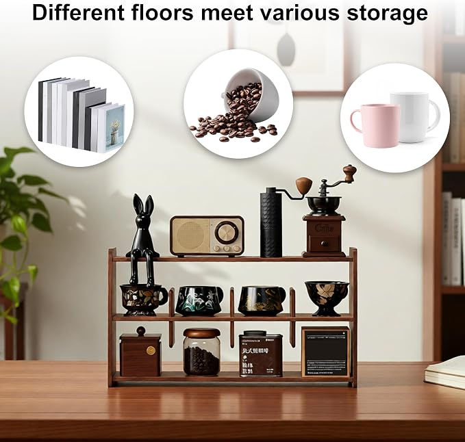 Coffee Cup Holder for Countertop Walnut Wood Coffee Mugs Holder for Kitchen Mug - Image 3