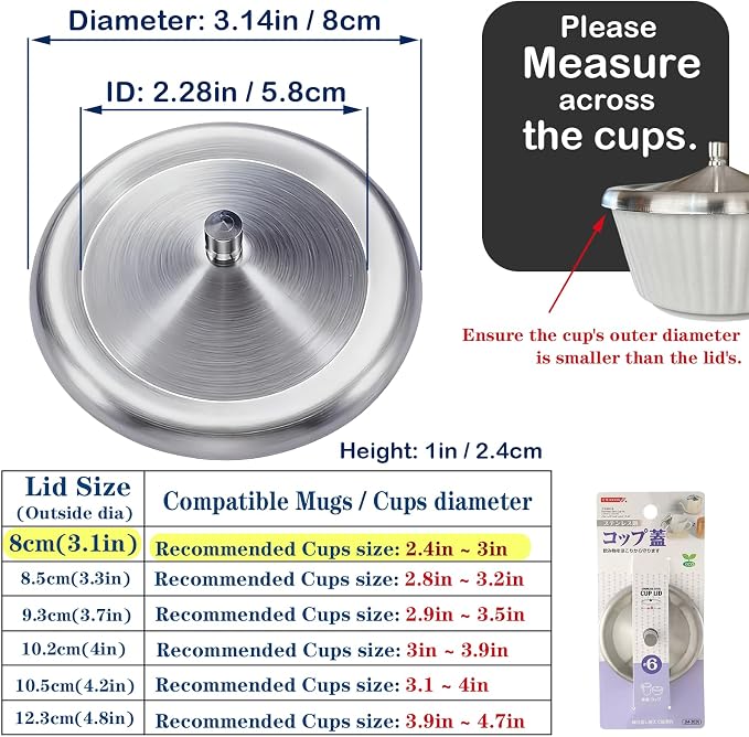 2Pcs Stainless Steel Coffee Mug Cover, 3.1Inch Cup Cover, Metal Travel Mug Lid - Image 2