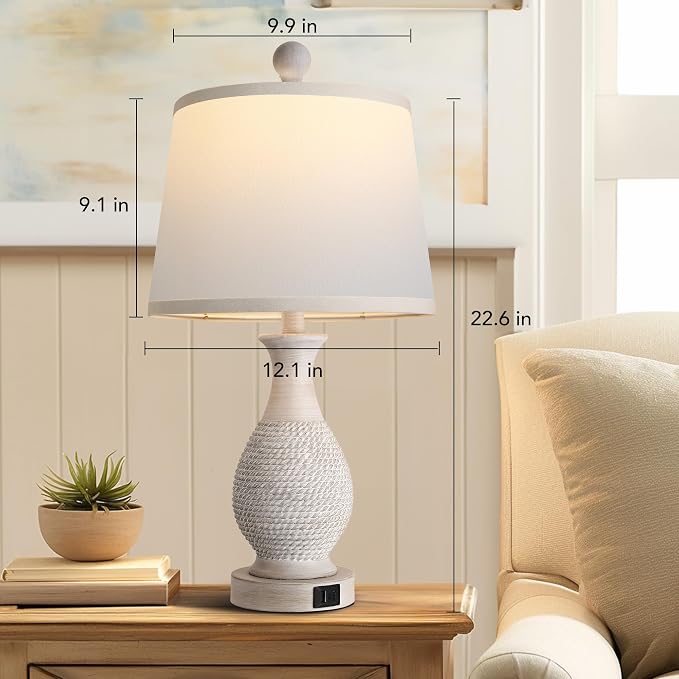 PARTPHONER Traditional Table Lamps Set of 2, Bedside Touch Lamp - Image 6