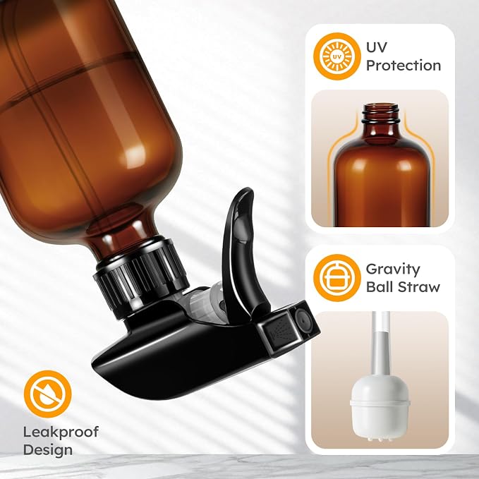 Tecohouse 2 Pack 360° Amber Glass Spray Bottles - Image 4