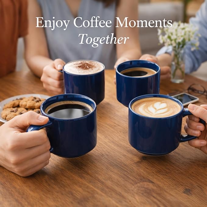 GBhome 14 OZ Coffee Mugs Set of 6, Stackable Ceramic Mugs - Image 7