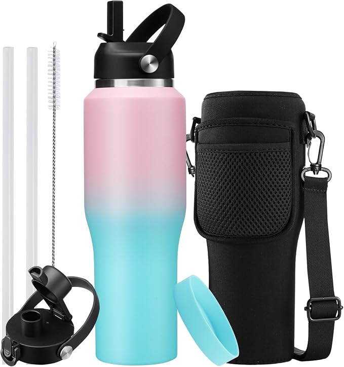 Stainless Steel Water-Bottles Fits in Cup Holder - 40 oz Water Bottle by DIGJUPER