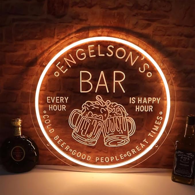 Custom Name Bar Neon Sign Dimmable Open LED Neon Light Wall Decor Beer Whiskey by Unknown