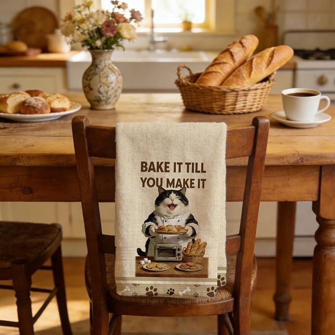 CUTHOLLOW Baking and Cats Decorative Kitchen Towels Set of 4, 25.98"x17.72" - Image 7