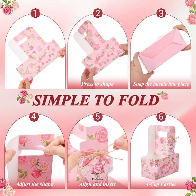 Domensi 20 Pack 2 Cup Mother's Day Drink Carrier - Image 6