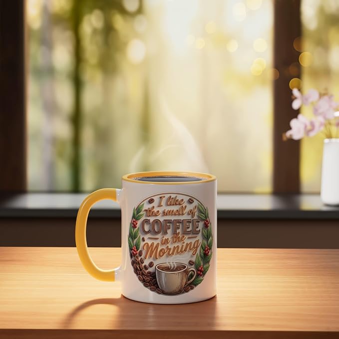 Coffee Smell of Coffee in the morning coffeelover caffeine Ceramic Mug - Image 3
