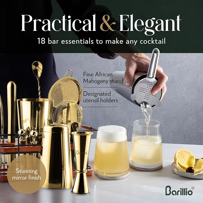 Barillio Gold Bartender Kit – 23-Piece Stainless-Steel Cocktail Shaker Set - Image 5