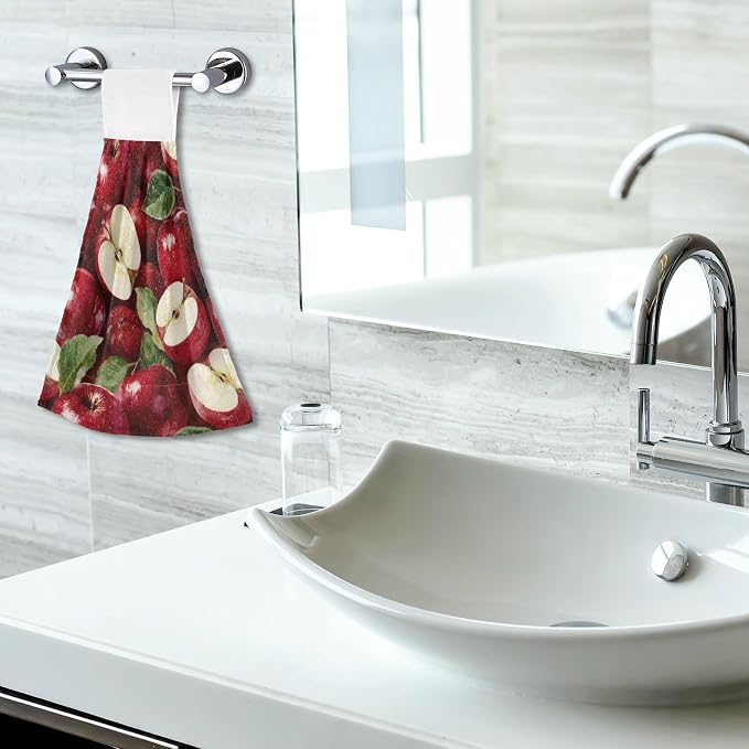 Red Apples Kitchen Hanging Towel 12 x 17 Inch Natural Tropical Fruits Leaves - Image 6