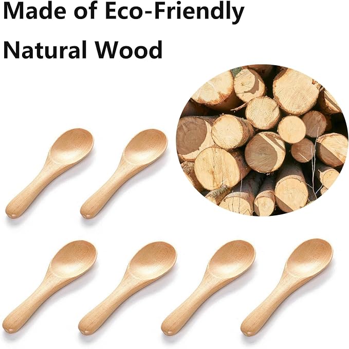 Asanta 6 PCS Small Wooden Spoons, 3.9 Inch Tiny Spoons - Image 3