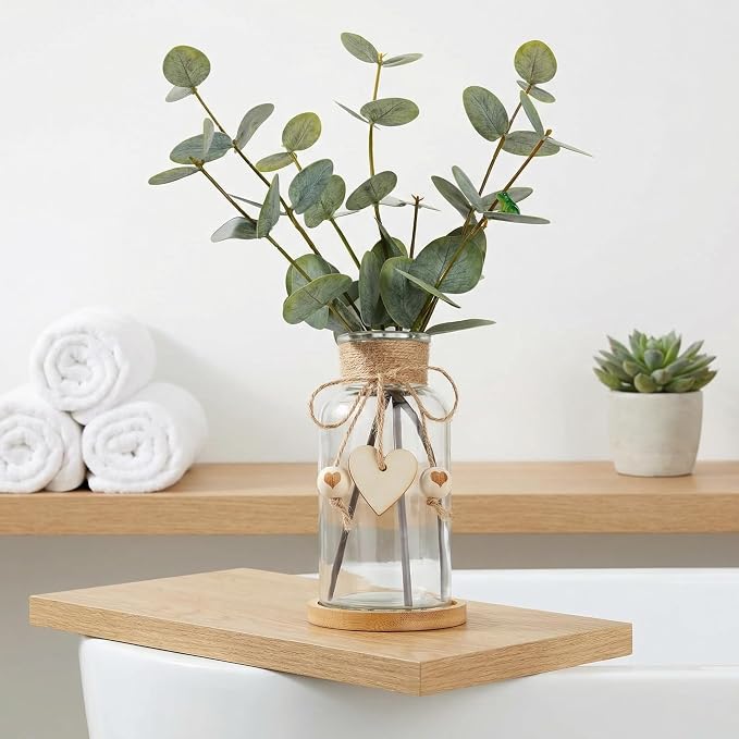 Artificial Eucalyptus Greenery Stems in Glass Vase - Image 4
