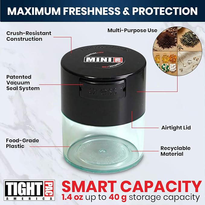 TIGHTPAC MINIVAC Portable Vacuum Seal Airtight Container – Keeps Coffee Beans - Image 4