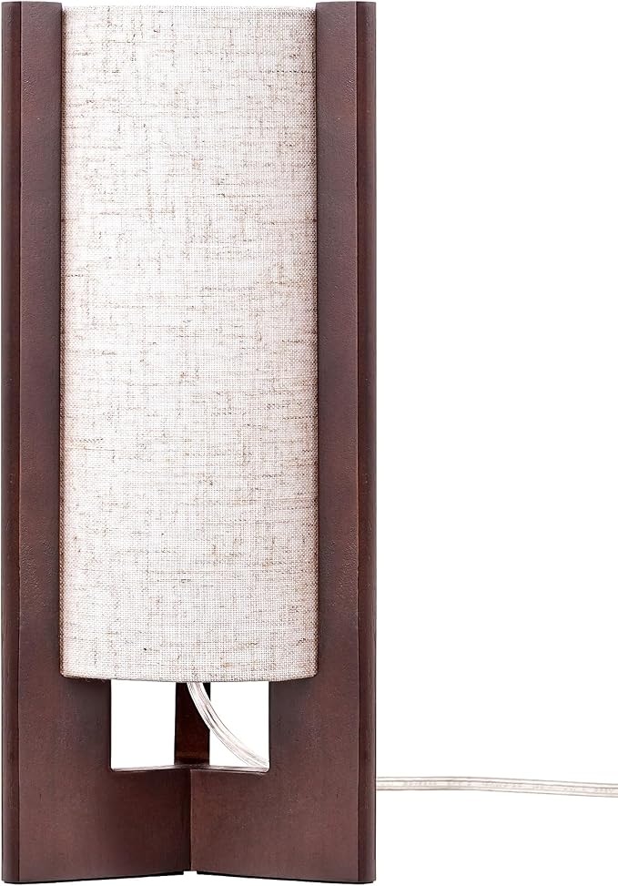 EDISHINE Wood Table Lamp, 13.5" Small Bedside Lamp, Rosewood Cylinder - Image 8