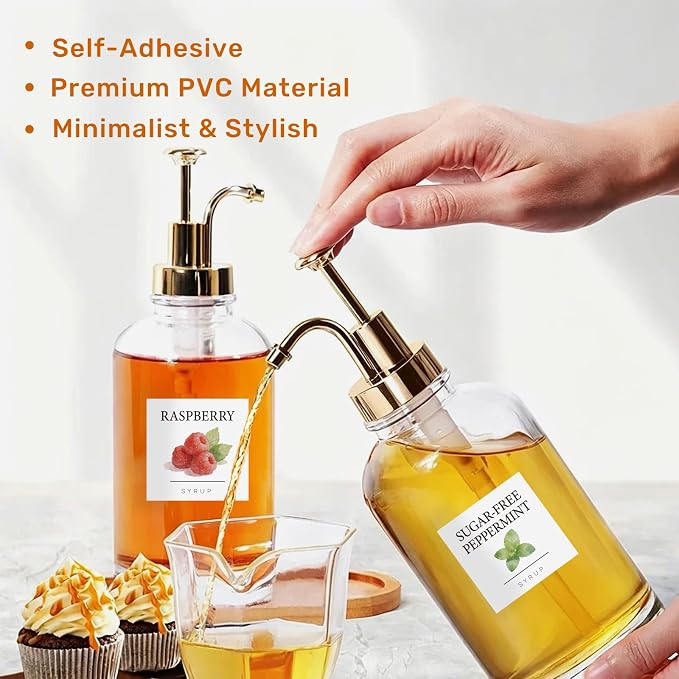 36PCS Decorative Coffee Syrup Labels, Elegant Art Design Waterproof Stickers - Image 5