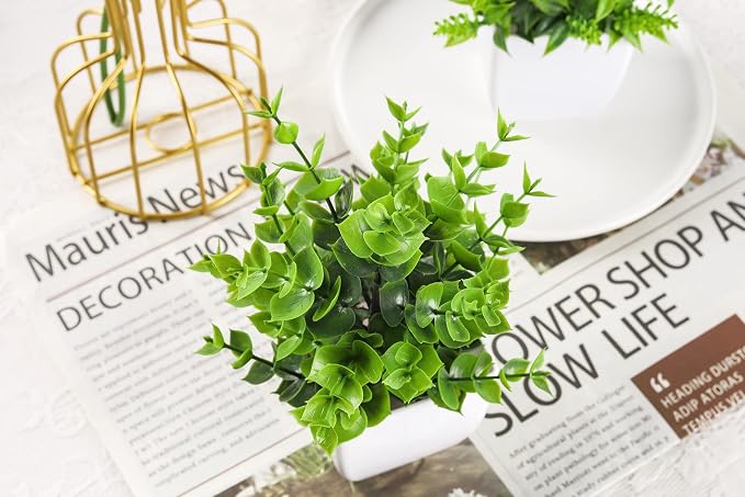 Der Rose 4 Pack Fake Plants Mini Artificial Greenery Potted Plants - Image 8