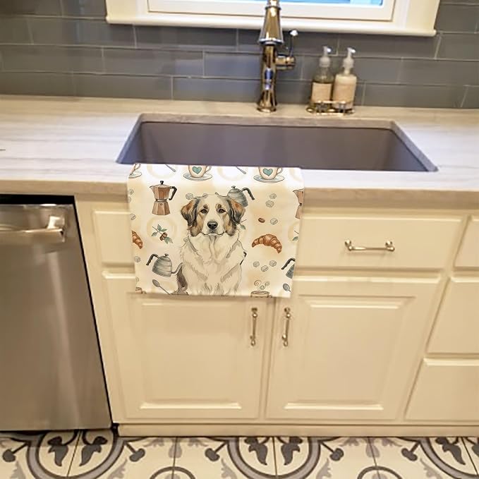 Caroline's Treasures Badger Great Pyrenees Coffee Bar Kitchen Towel Velour - Image 2