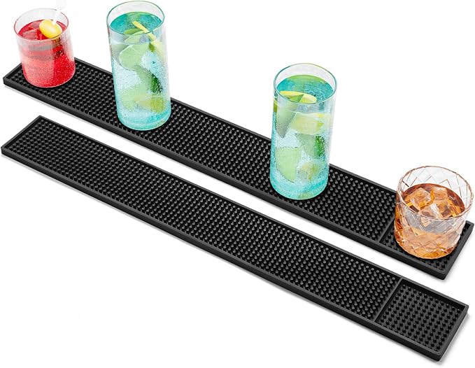 Facmogu 2PCS Rubber Bar Mats, 24x3 / 60x8cm Coffee Bar Countertop Spill Mats by Facmogu