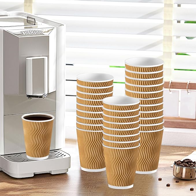 Lamosi Disposable Coffee Cups 12 OZ 100 Pack, Paper Coffee Cups 12 OZ - Image 6