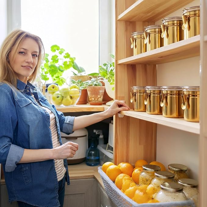 6 Pcs Stainless Steel Food Storage Containers Set Airtight Kitchen Canisters - Image 7