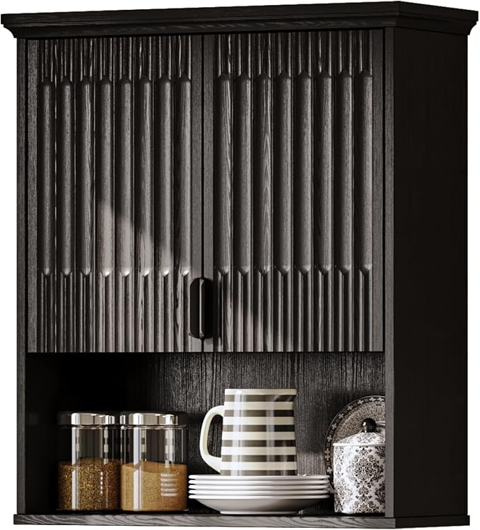FLOWBACK BlackBathroom Wall Cabinet Over The Toilet Storage, 23.5×31.4 Inch by FLOWBACK