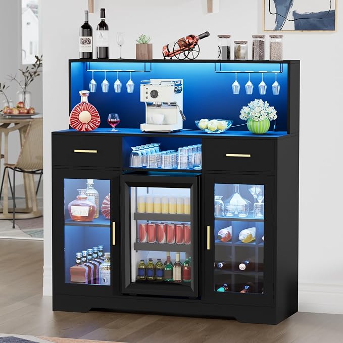 Mini Fridge Cabinet with Storage, Wine Bar Cabinets by GatherHome