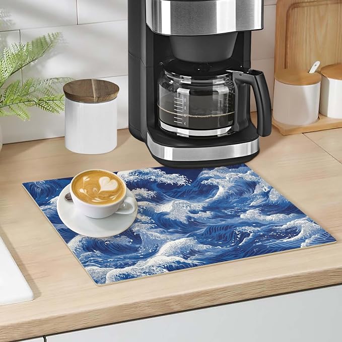Coffee Mat Coffee Bar Station Maker Machine Pot Table Spill Mat Leather - Image 5