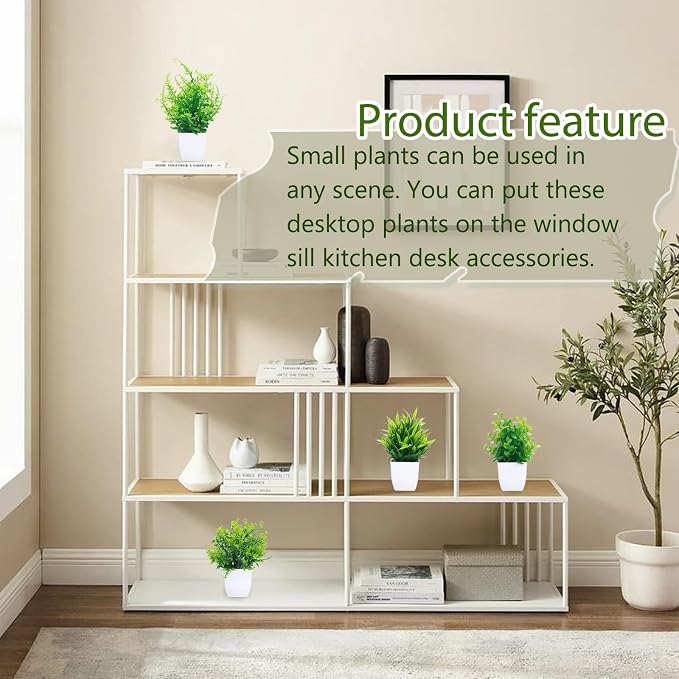 GREENTIME 4 Pcs Fake Plants Potted Small Artificial Plant Indoor Faux Greenery - Image 4