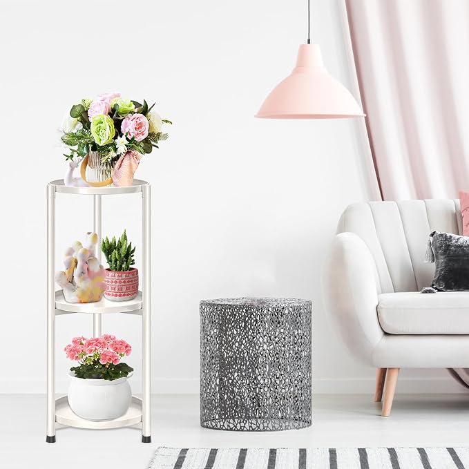 3 Tier Metal Plant Stand Indoor, Corner Tiered Round Plant Stand - Image 6