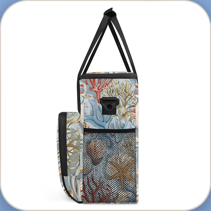 Nautical Coastal Coffee Maker Carring Bag, Large Insulated Storage Organizer - Image 4