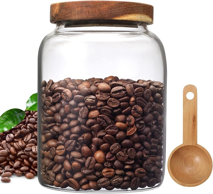Glass Coffee Storage Jar with Lids Spoon Kitchen Borosilicate Glass Food - Image 8