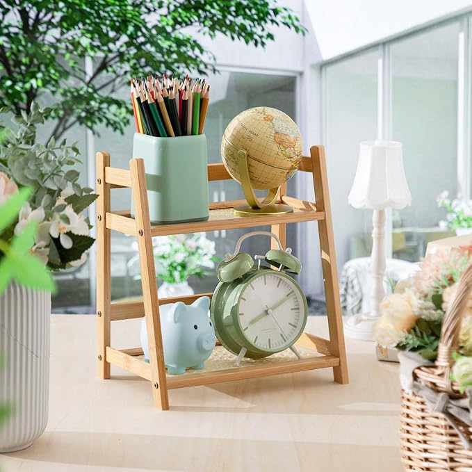Yalikop 1 Pcs 2 Tier Matcha Station Shelf Bamboo Coffee Mug Stand Countertop - Image 7