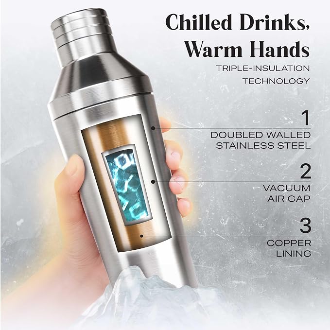 BARE BARREL Insulated Cocktail Shaker Set | Double Wall Stainless Steel | - Image 2