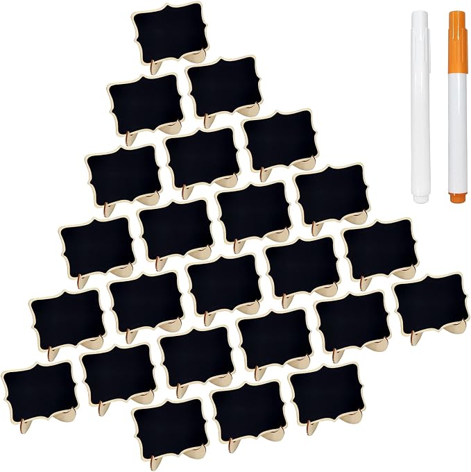 24 Pcs Wooden Mini Chalkboards Signs by LNAUJS