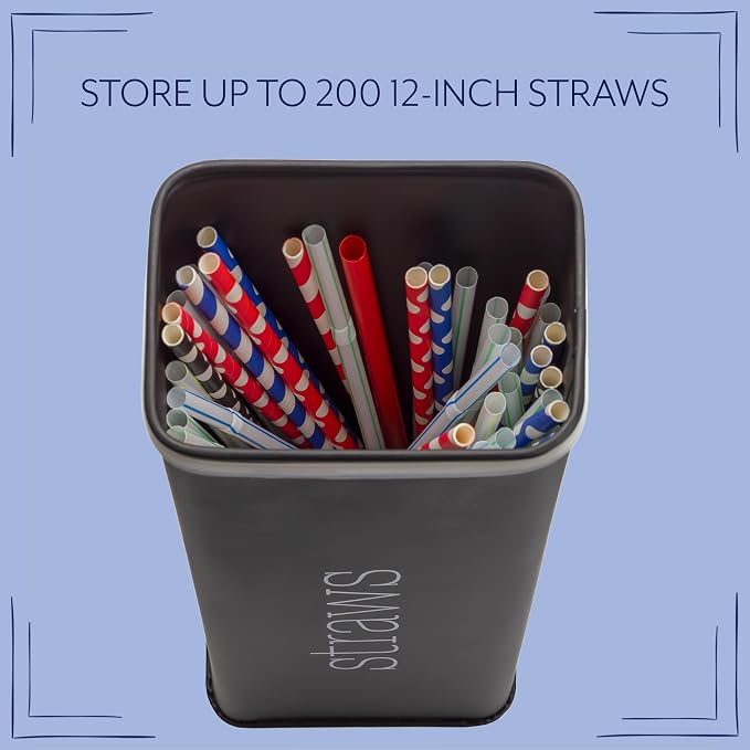 AuldHome Design Farmhouse Enamelware Straw Holder; Retro Metal Straw Storage - Image 8