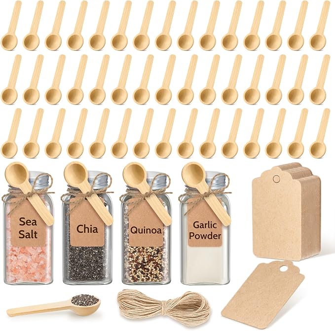 MORGLES 60Pcs Small Wooden Spoons Set, 3 Inches Mini Wood Tasting Spoon by Morgles