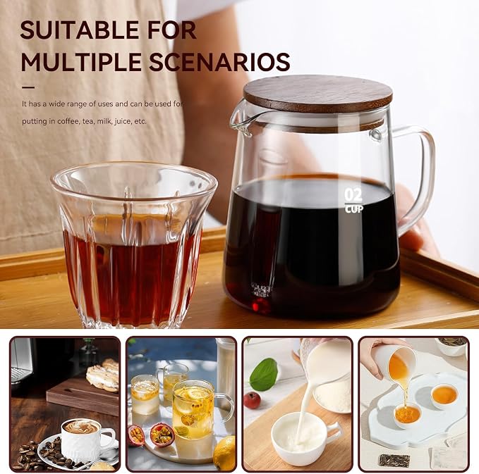 Small Glass Carafe, 16.9oz Glass Coffee Server - Image 2