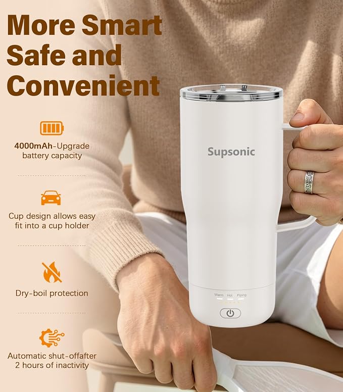 Supsonic - Smart Heated Coffee Mug, 20oz Rechargeable Self Heating Mug - Image 4