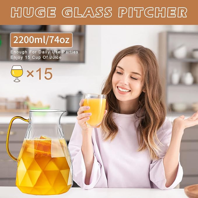Glass Pitcher, 2.2 Liter Water Pitcher - Image 6