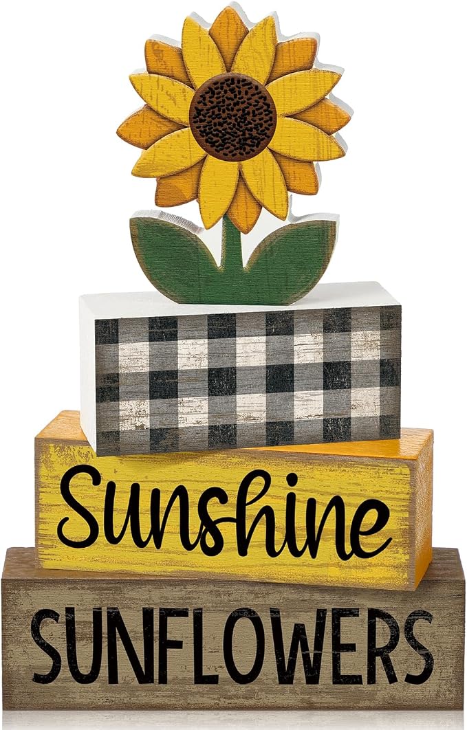 Yuntau 4 Pcs Sunflower Decorations Sunflower Wooden Sign Sunshine Table - Image 8