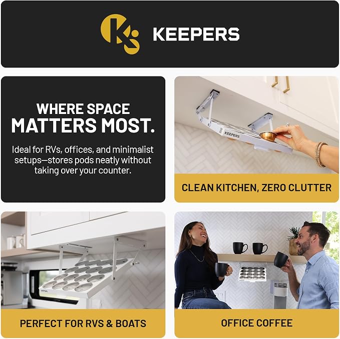 KEEPERS Nespresso® Vertuo® Pod Holder|Under Cabinet Swing Down Coffee Pod - Image 8
